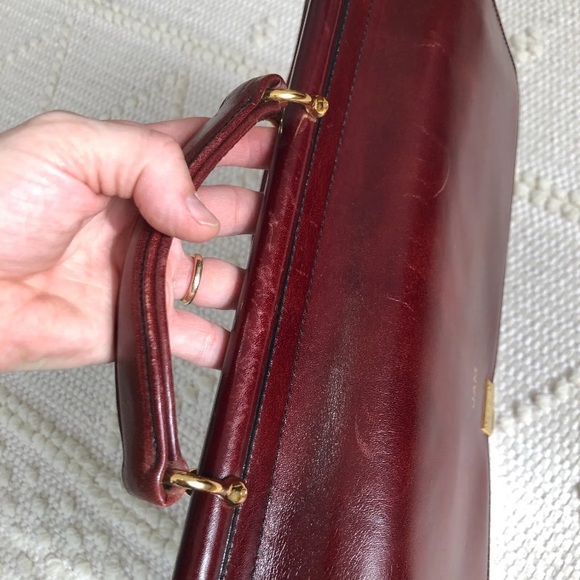 Vintage/Crafted in USA Yamani Genuine Leather Men's Purse/Briefcase Burgundy - Picture 13 of 16